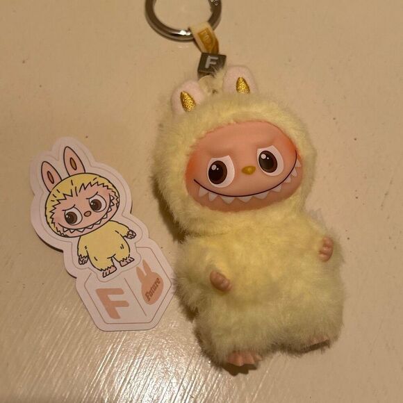Authentic PopMart Labubu The Monsters Pin for Love Series “F” Yellow Plush Penda - Picture 3 of 14